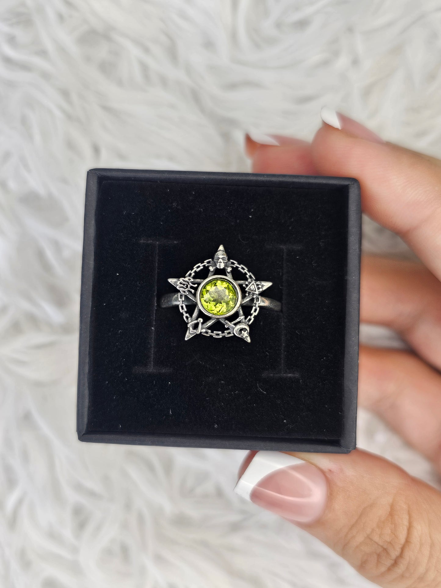 S925 Silver Adjustable Peridot Ring - MAS0940