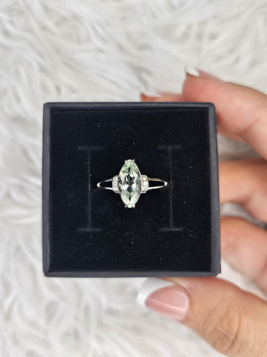 S925 Silver Adjustable Green Quartz Ring - MAS0935