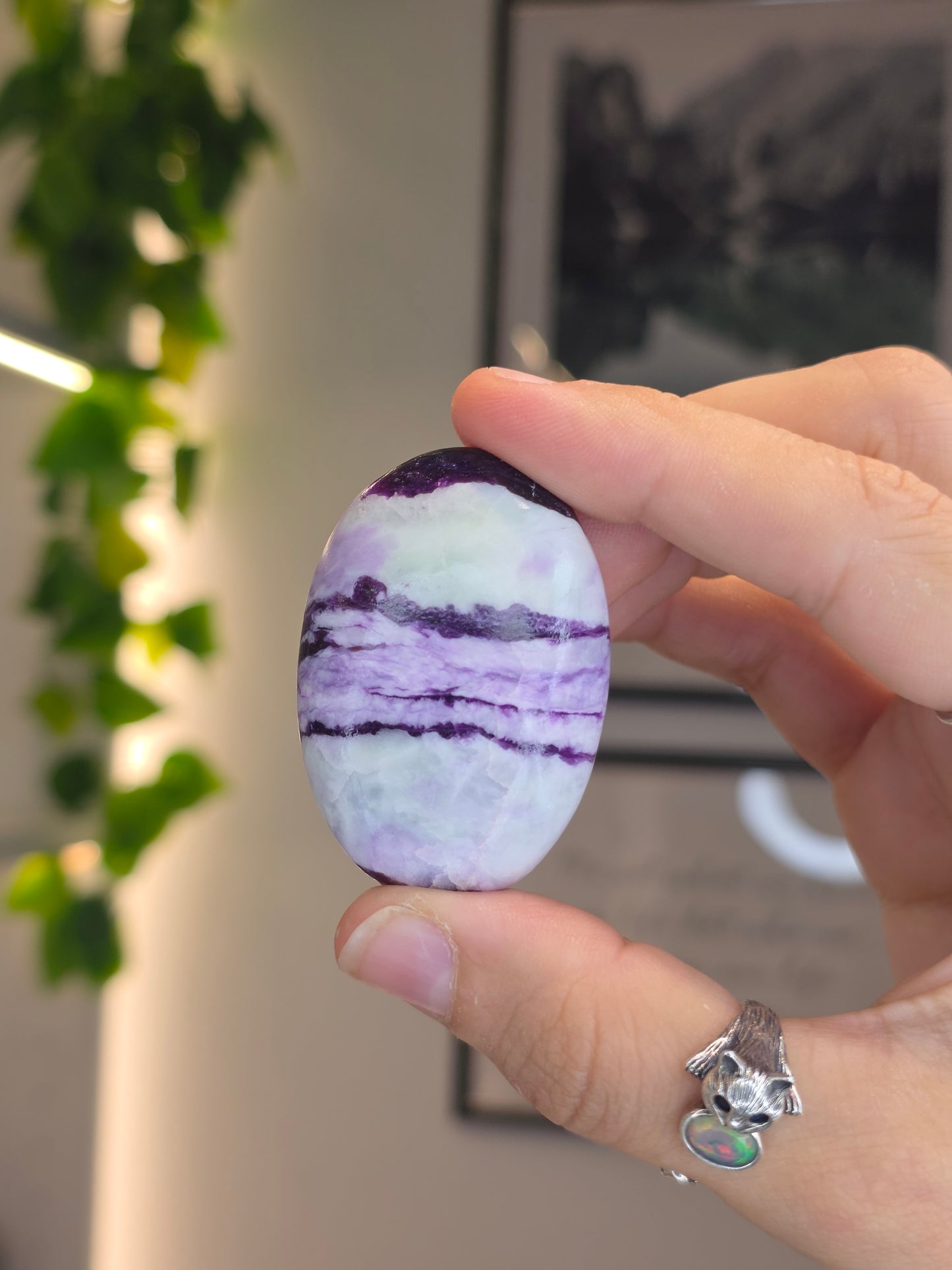 Purple Green Kammererite Palm Stones