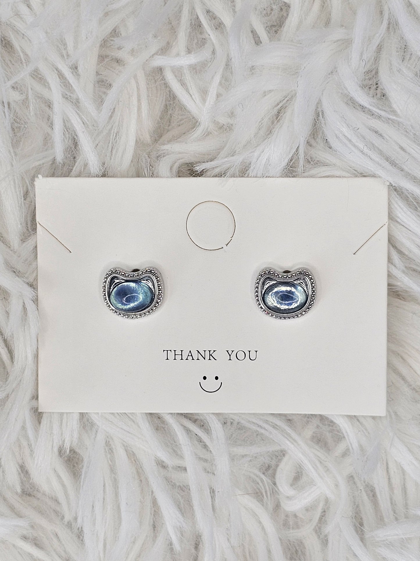 S925 Silver Aquamarina Cat Earrings - MAS0836