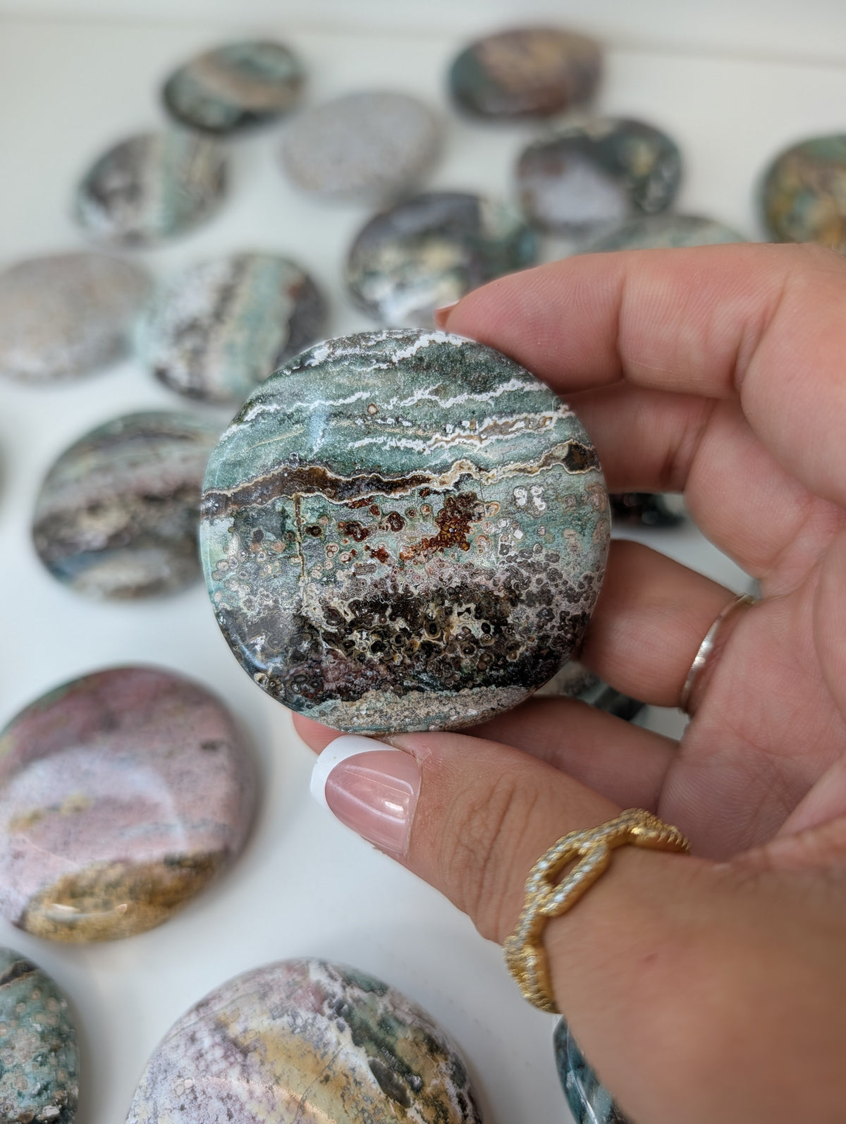 Indian Sea / Unicorn Jasper Round Palm Stone