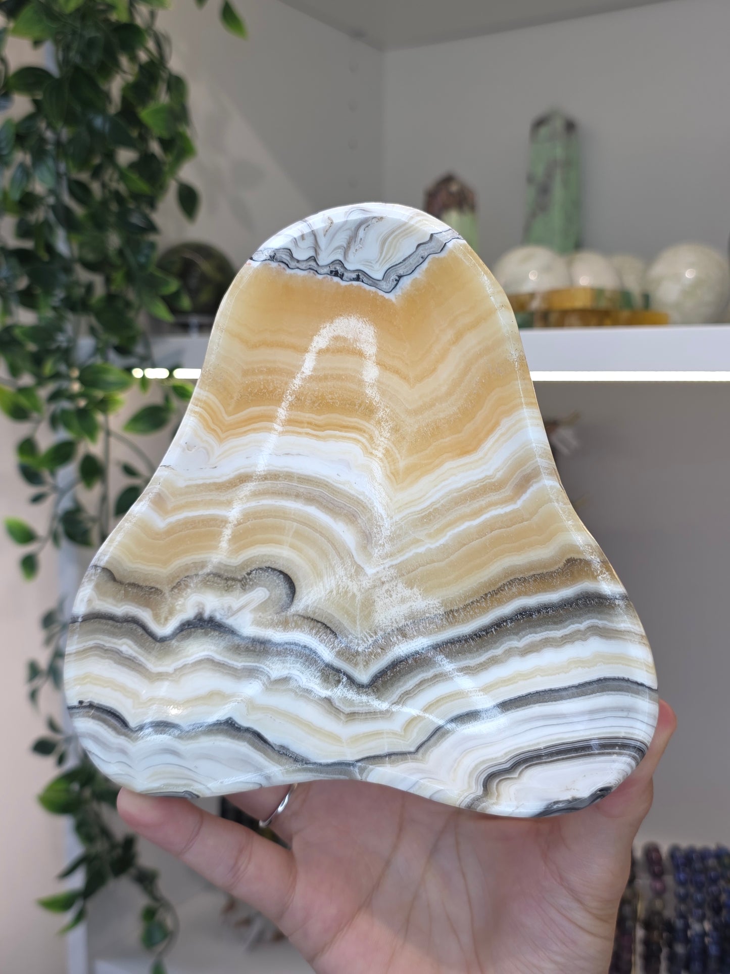 Mexican Onyx Bowl - Yellow Zebra Calcite - B