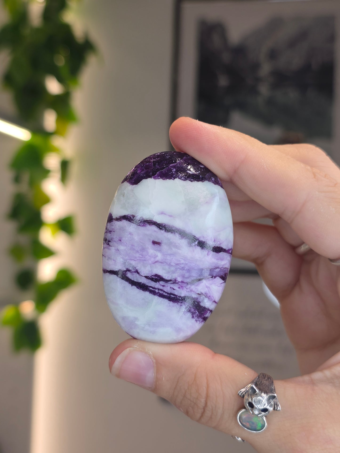 Purple Green Kammererite Palm Stones