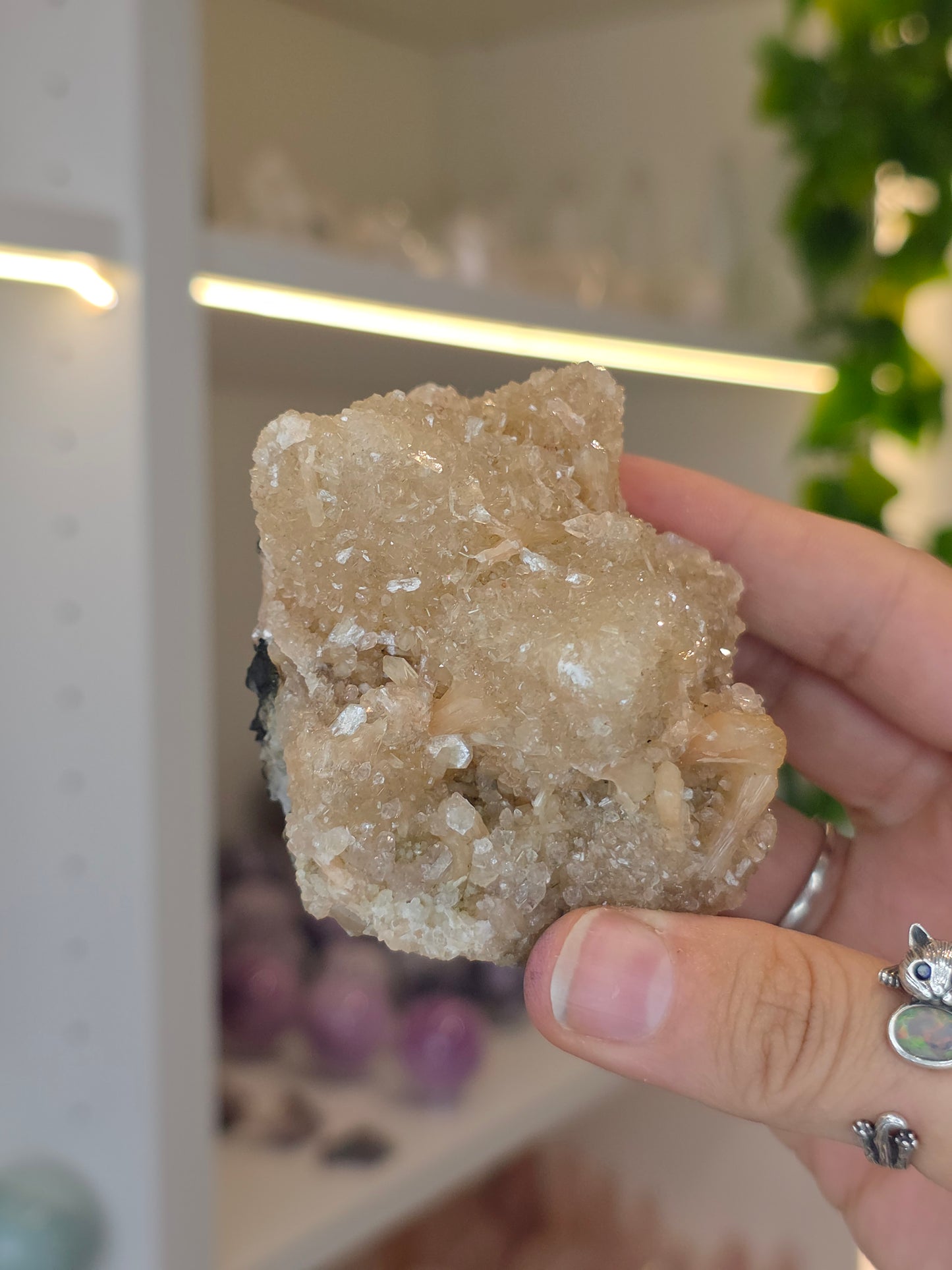 Sugary Dogtooth Calcite with Heulandite and Stilbite from Madhya Pradesh, India - M34