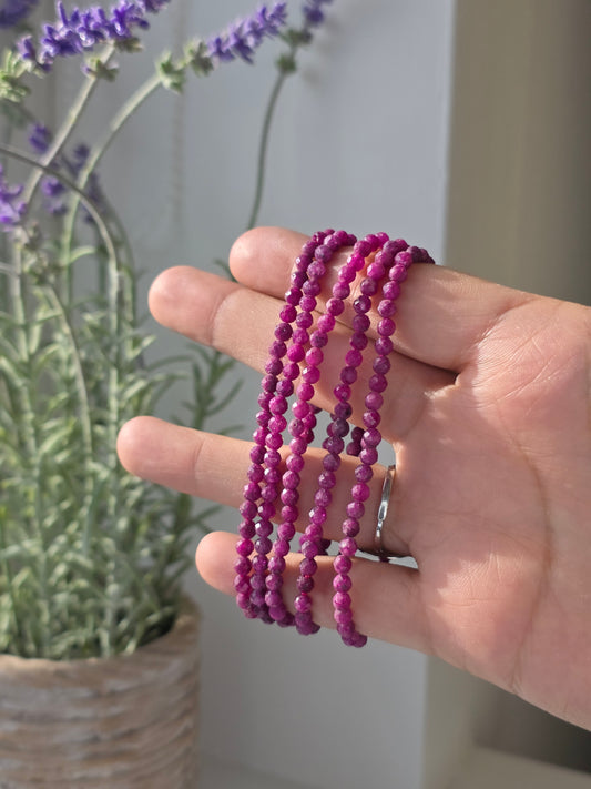 Natural Ruby - Round Facetted Bracelet 4mm