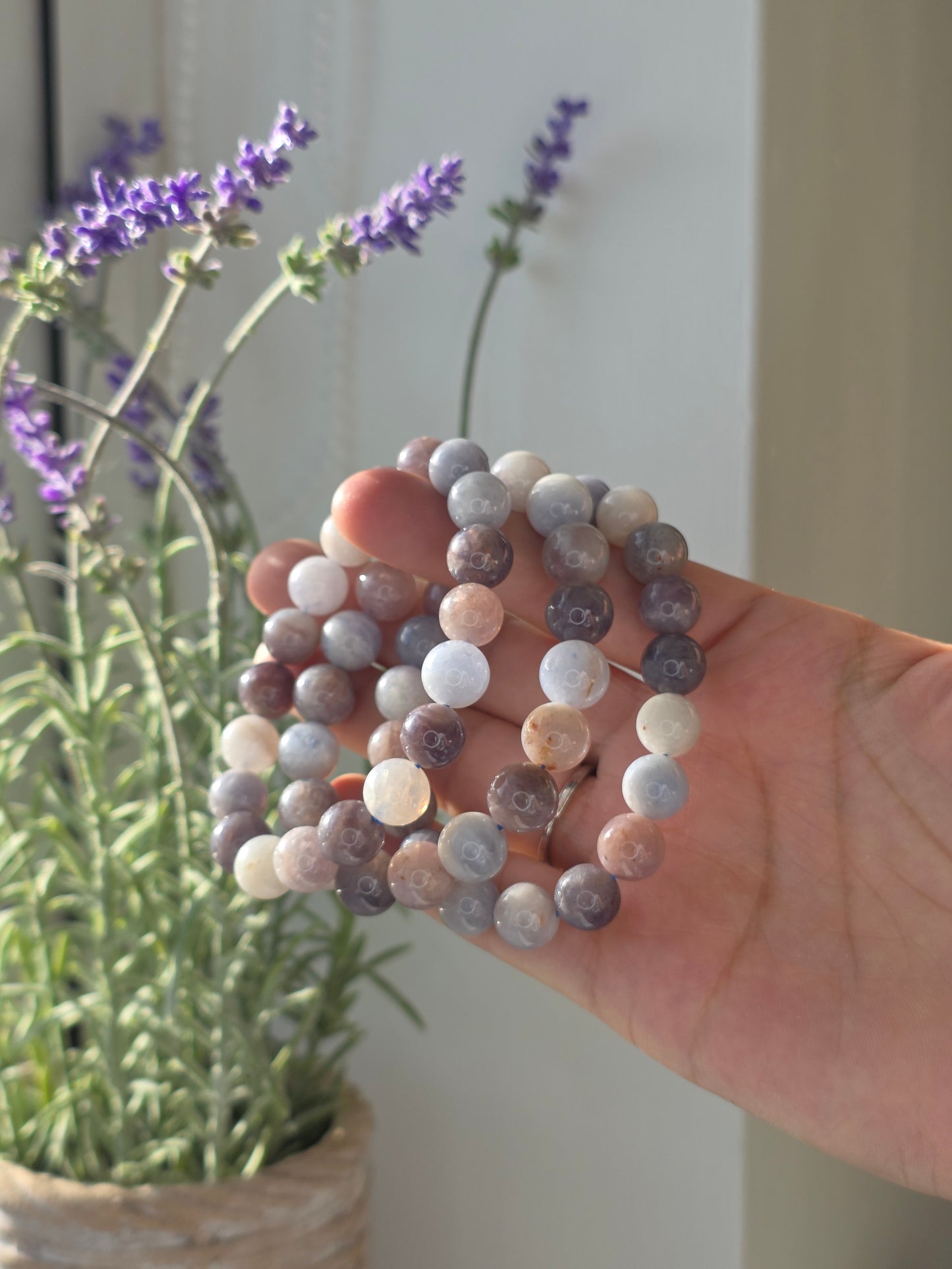 Blue Rose Quartz - Round Bead Bracelet 10mm