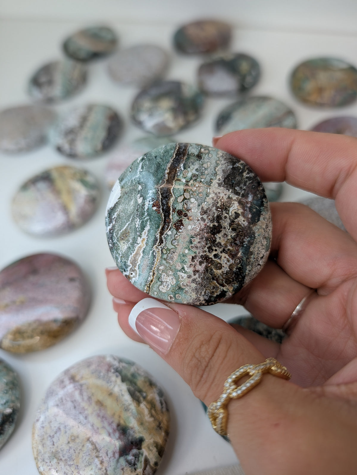 Indian Sea / Unicorn Jasper Round Palm Stone
