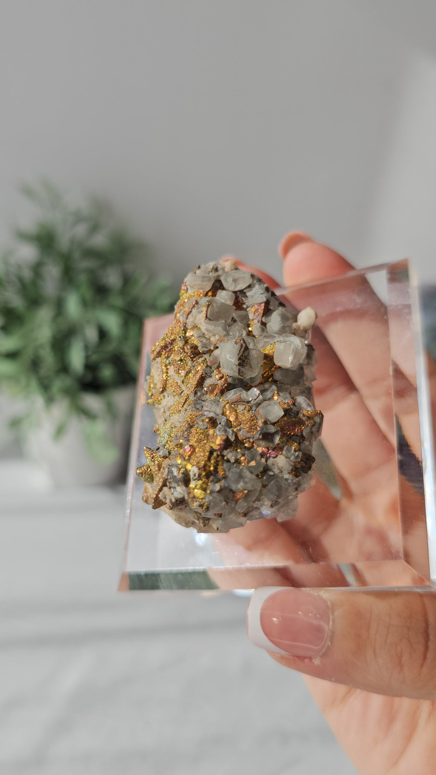 Calcite with Colourful Pyrite from Hubei - MAS0537