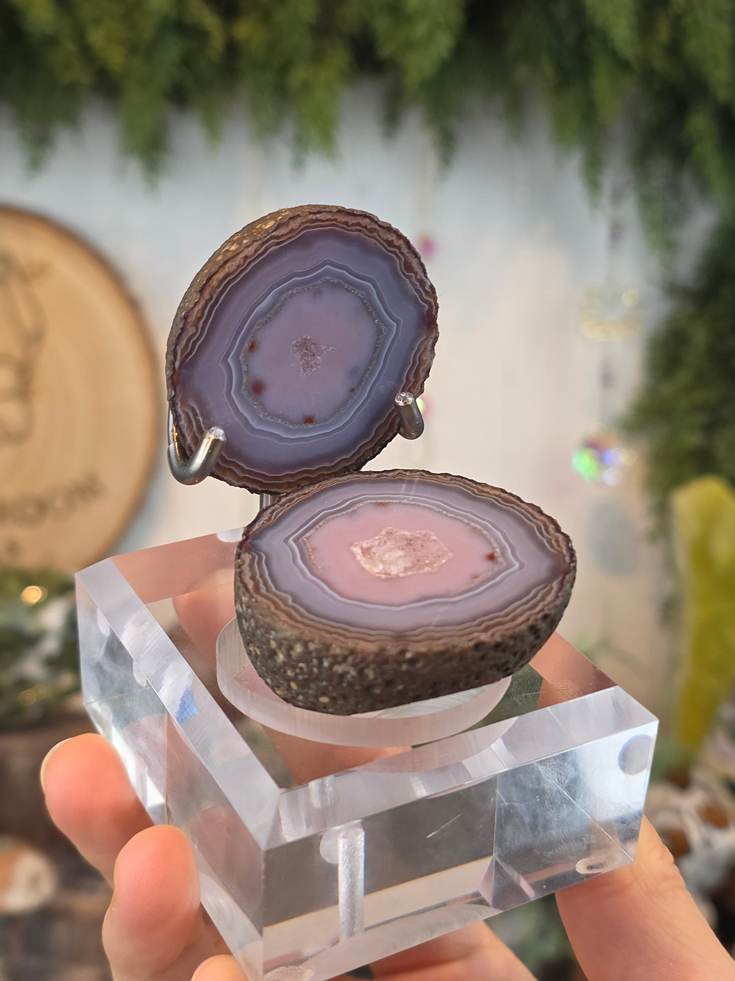 Zhanguo Agate Geode with Custom Stand D