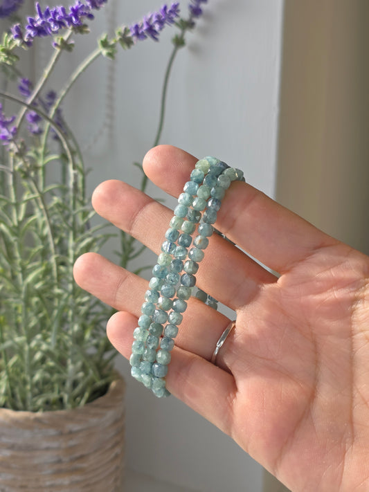 Blue/Green Kyanite - Cubic Facetted Bracelet 4mm