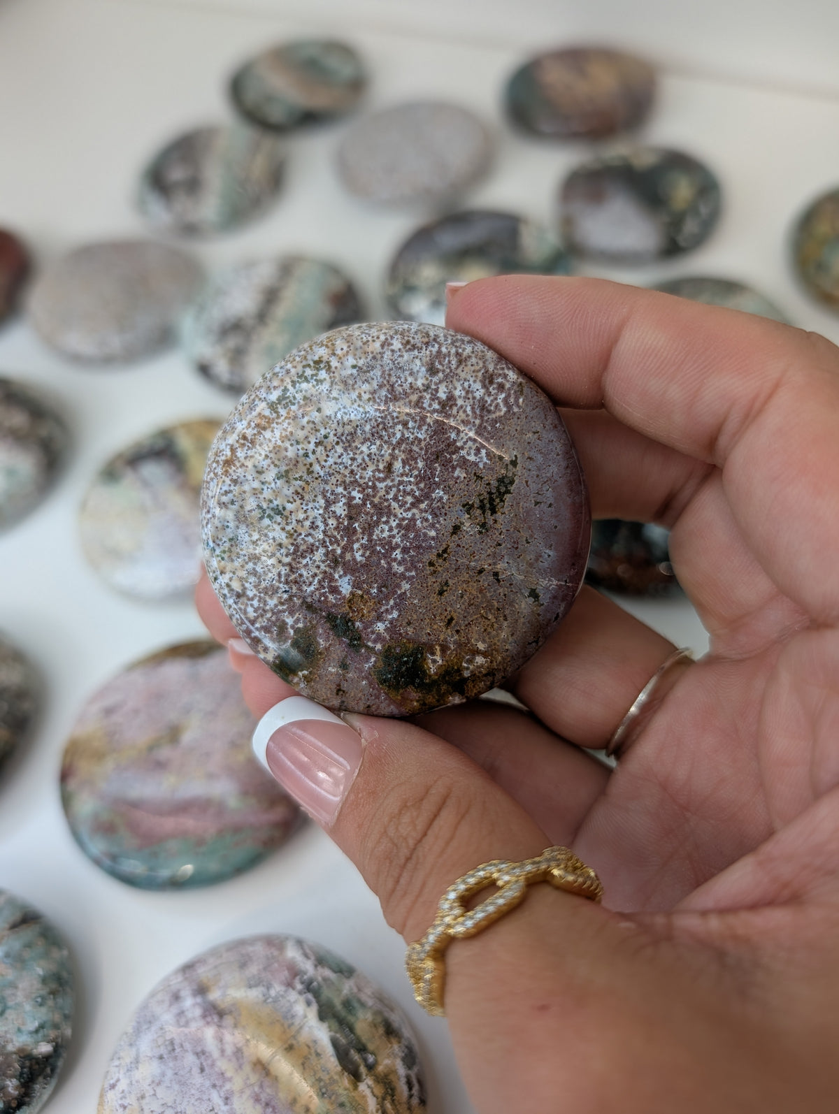 Indian Sea / Unicorn Jasper Round Palm Stone