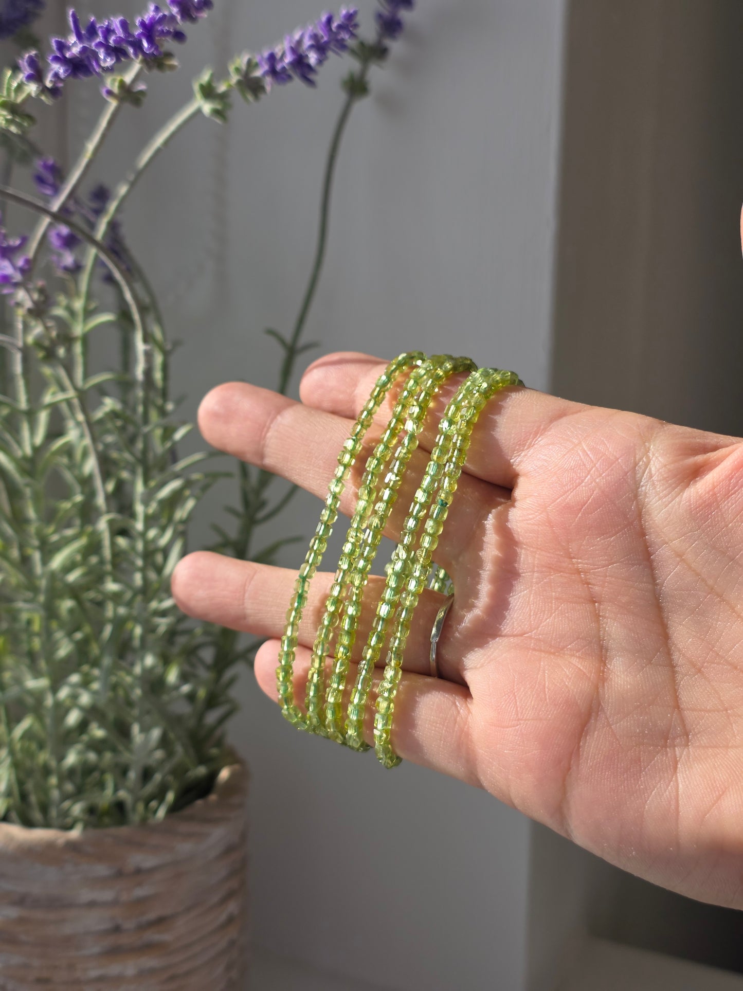 Peridot - Cubic Facetted Bracelet 3mm