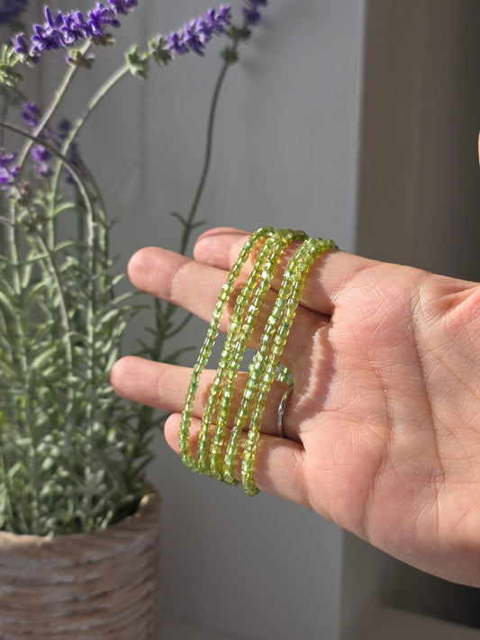 Peridot - Cubic Facetted Bracelet 3mm