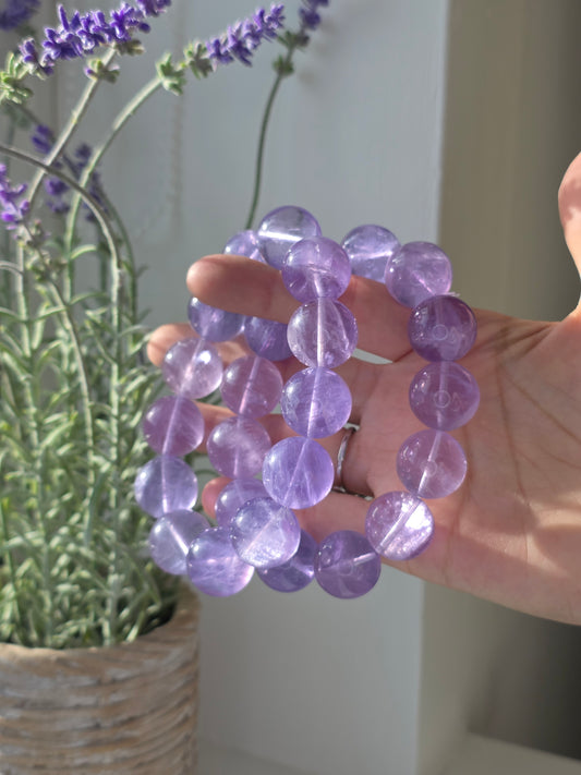 Purple Fluorite - Round Bead Bracelet 18mm