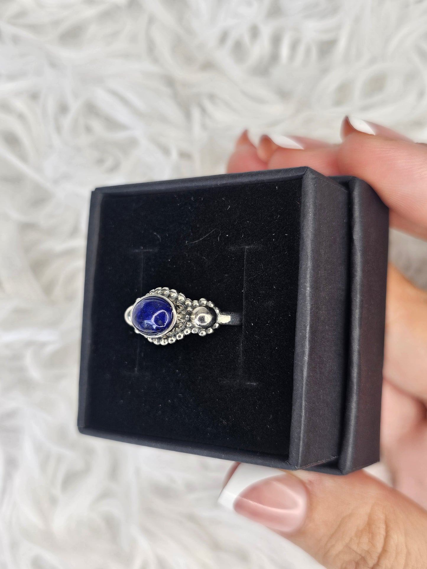 S925 Silver Lapiz Lazuli Adjustable Ring - MAS0907