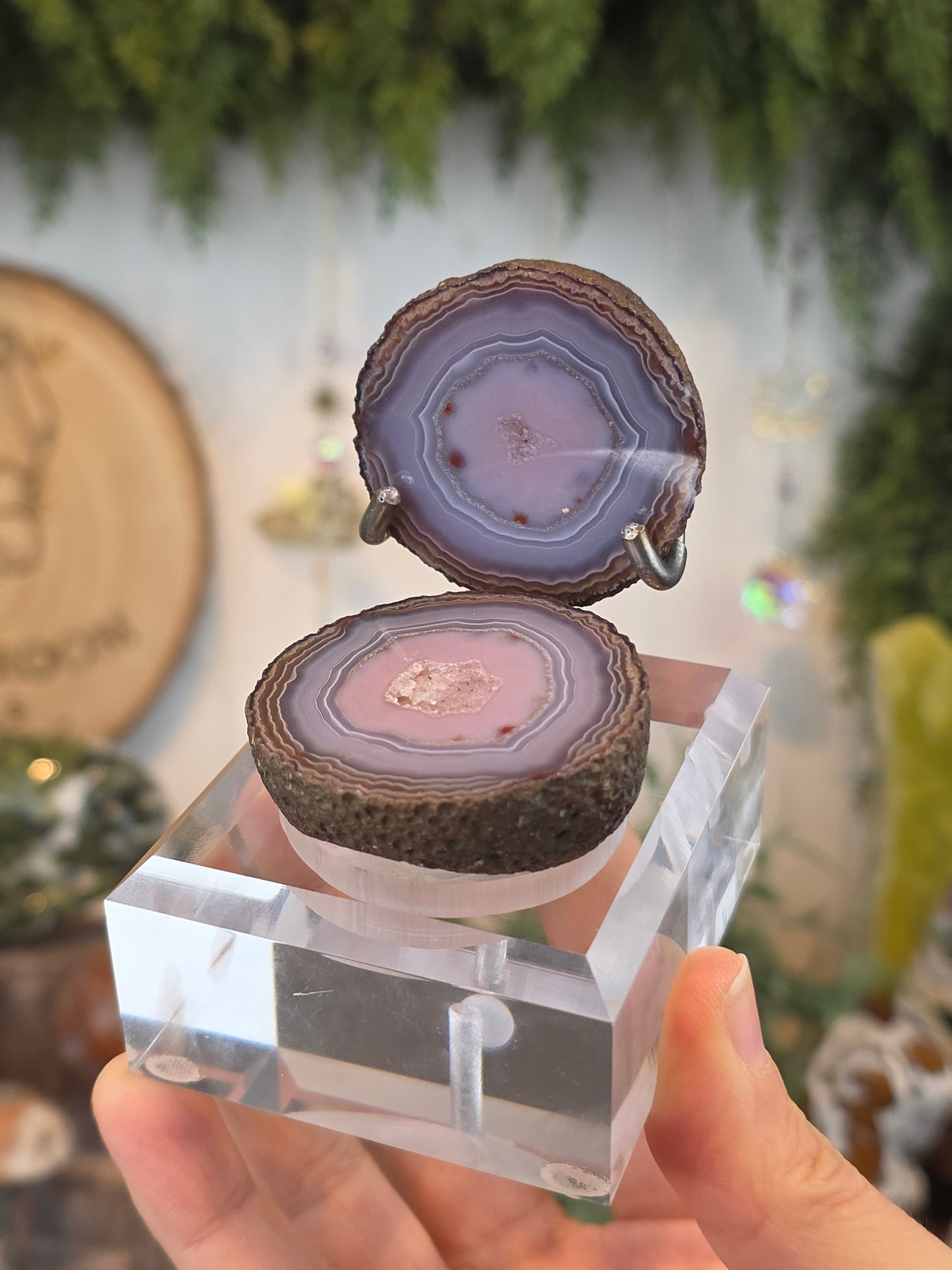 Zhanguo Agate Geode with Custom Stand D