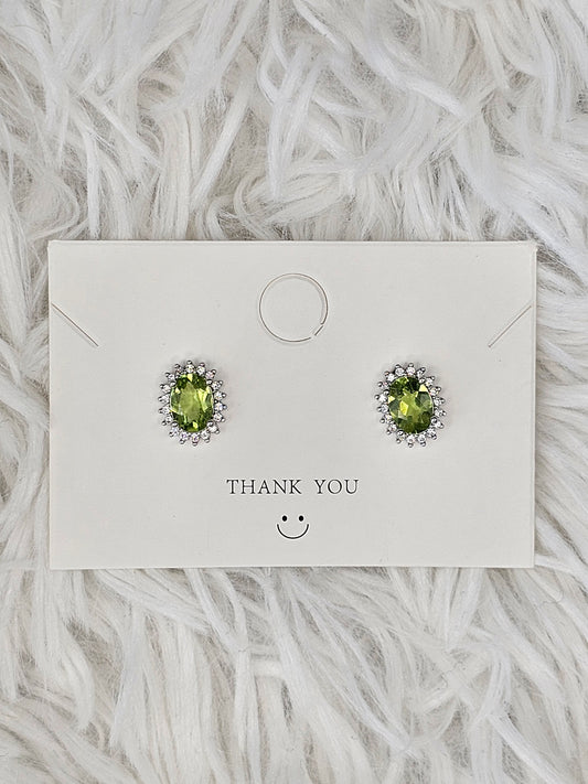 S925 Silver Peridot Earrings - MAS0869