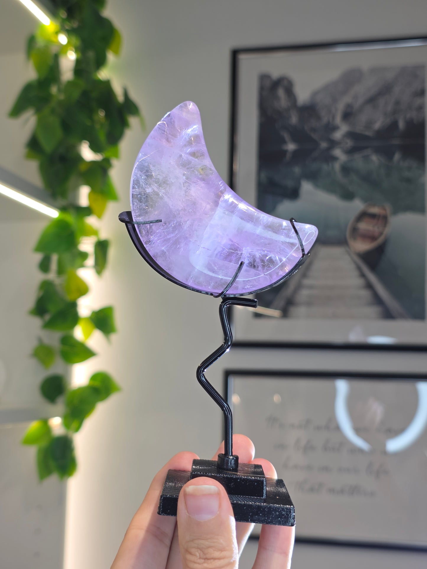 Lavender Amethyst Moon with stand - H