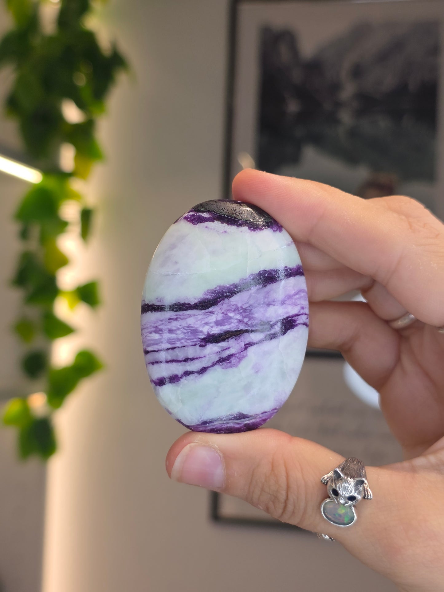 Purple Green Kammererite Palm Stones