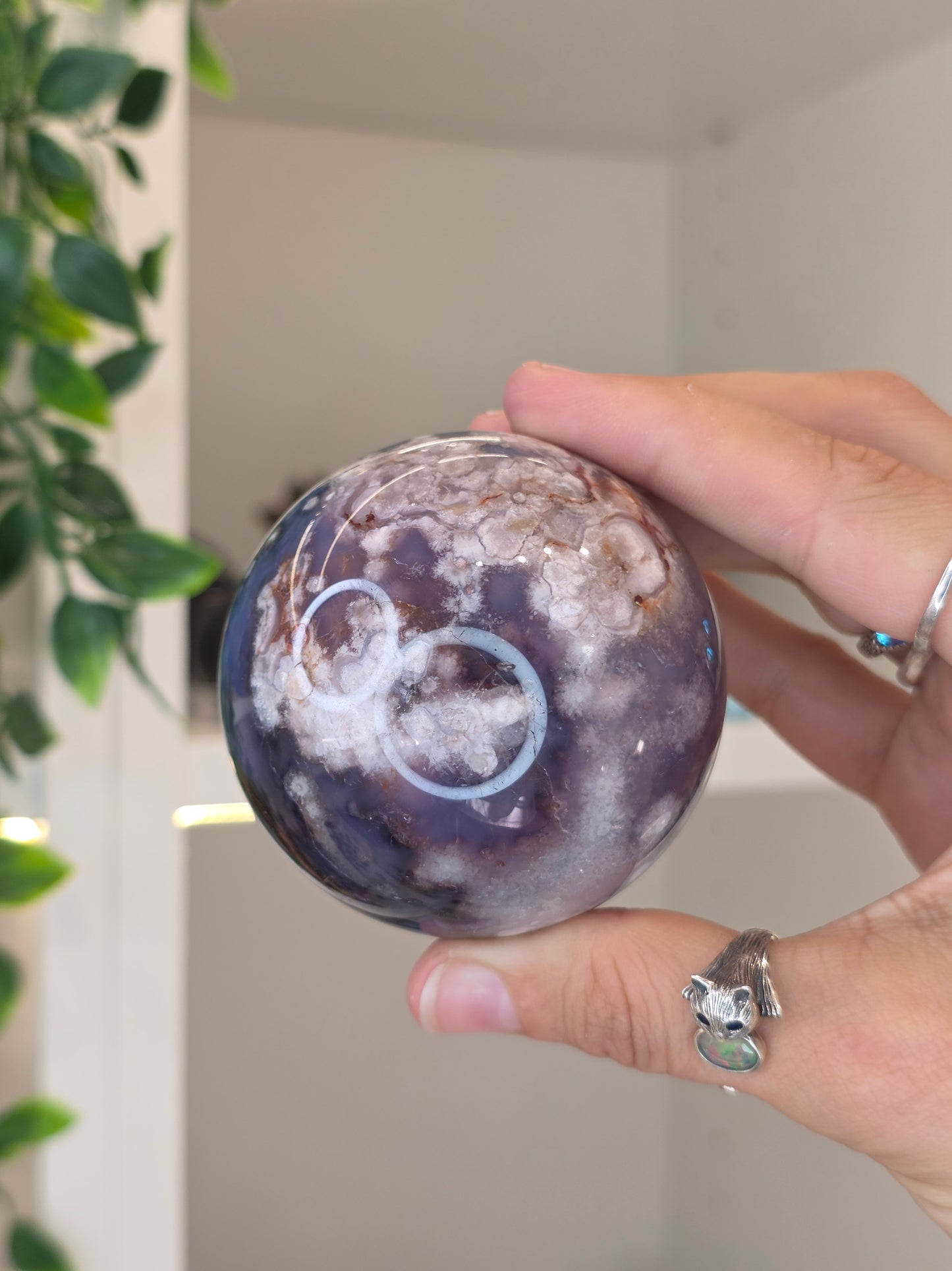 Blue Flower Agate Sphere - L