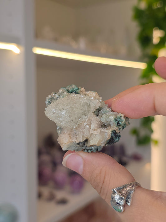 Sugary Dogtooth Calcite with Heulandite and Stilbite from Madhya Pradesh, India - O14