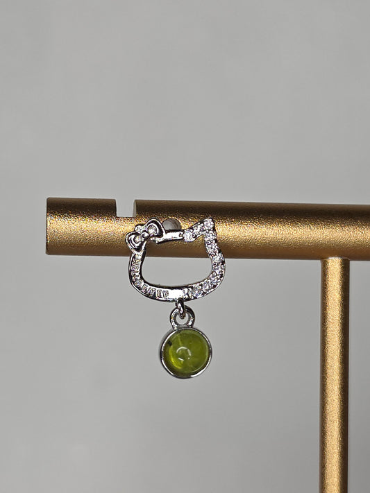 Peridot HK Cat Earrings with S925 Posts