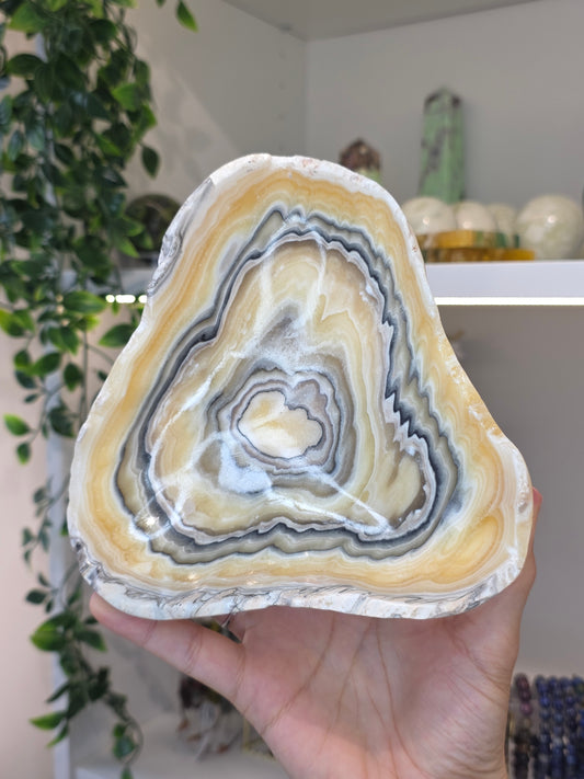 Mexican Onyx Bowl - Yellow Zebra Calcite - A