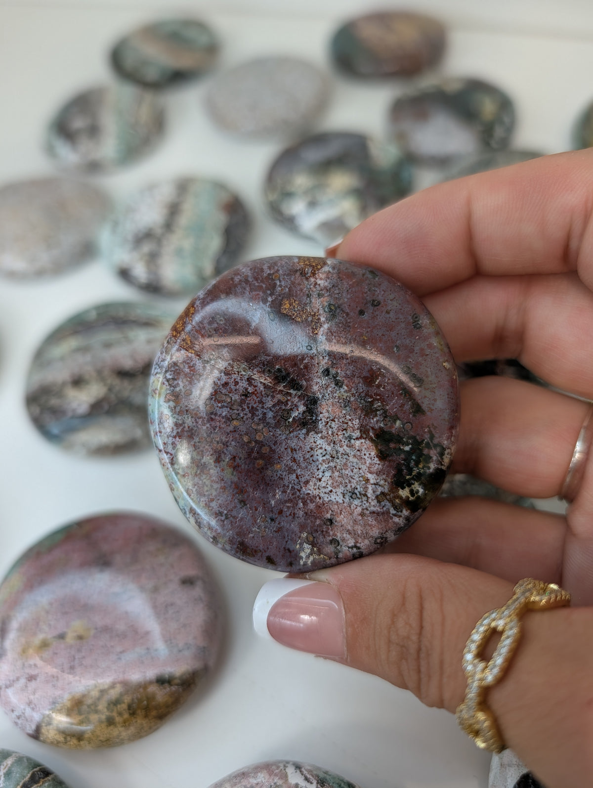 Indian Sea / Unicorn Jasper Round Palm Stone