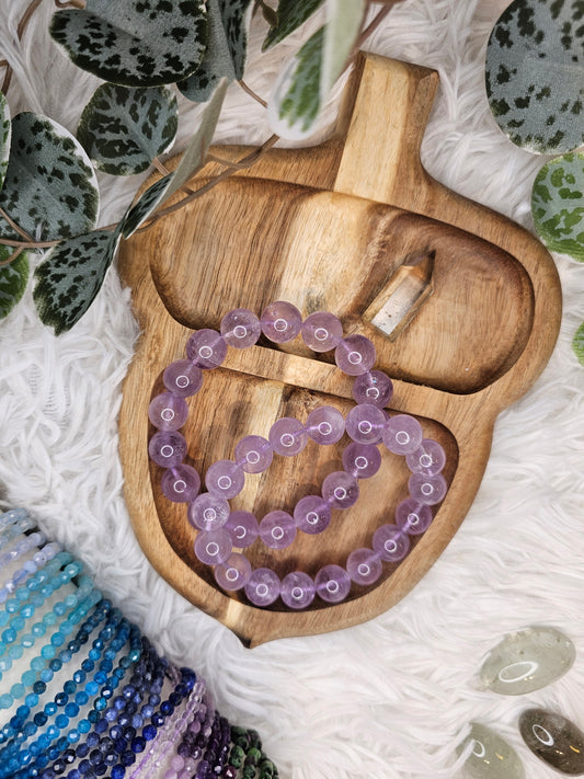 Lavendar Amethyst 12mm Bead Bracelet- MAS1006