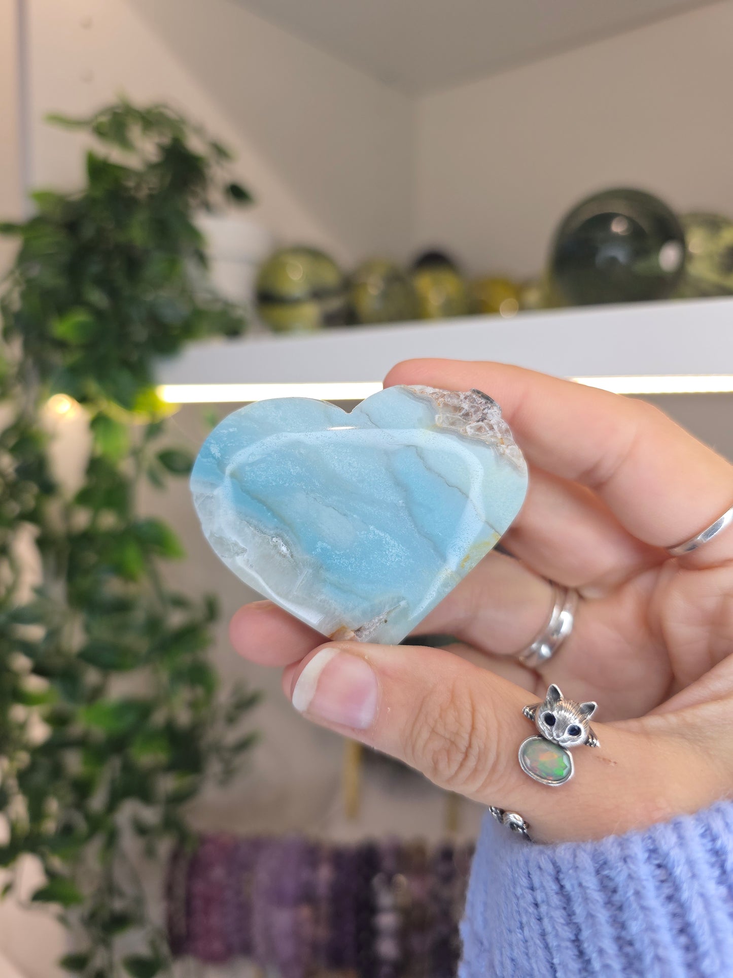 Blue Aragonite Hearts