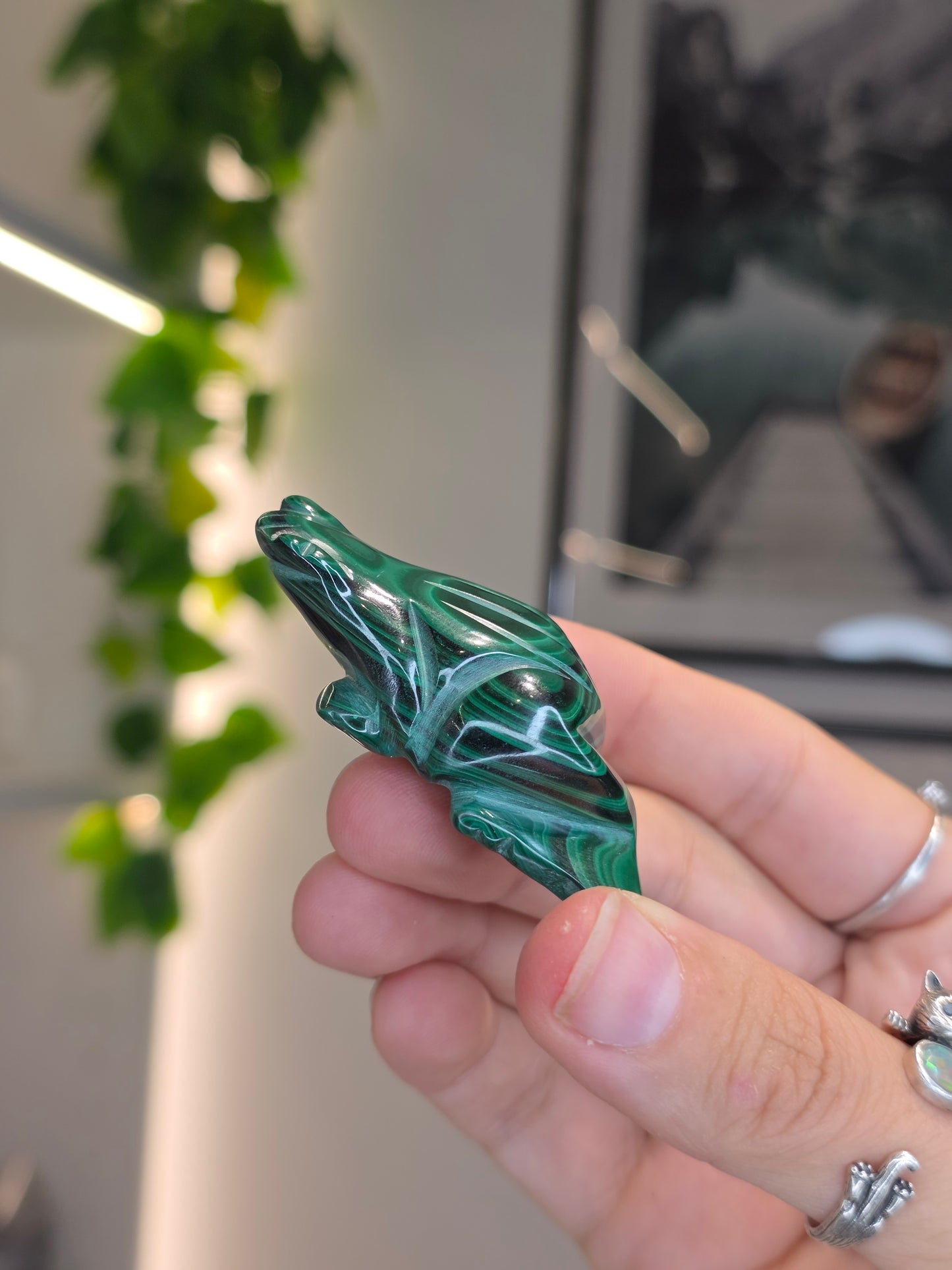 Malachite Frog Carving - E