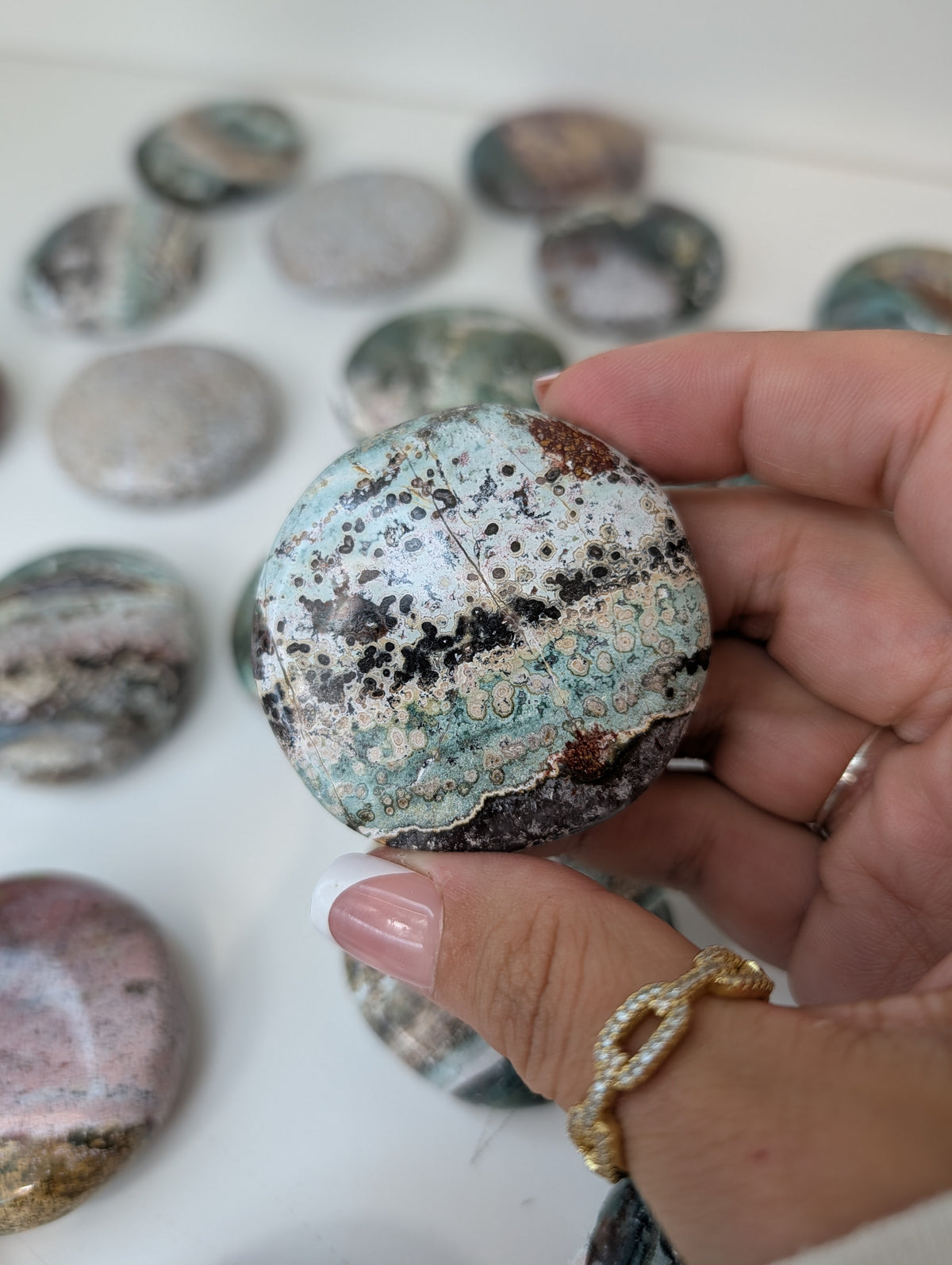 Indian Sea / Unicorn Jasper Round Palm Stone
