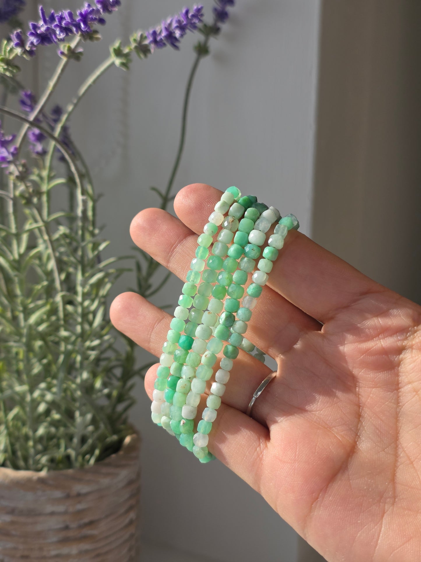 Australian Jade / Chrysoprase - Cubic Facetted Bracelet 4.5mm