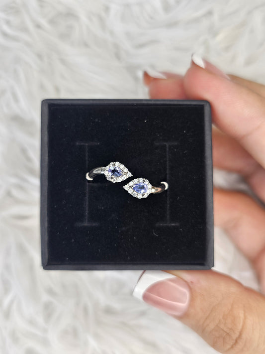 S925 Silver Adjustable Tanzinite Ring - MAS0939