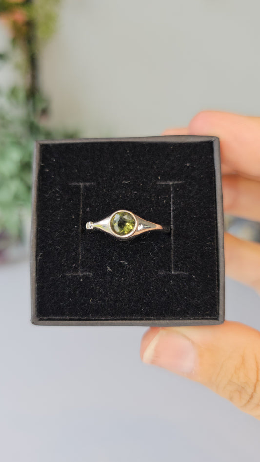 S925 Silver Moldavite Ring - MAS0610