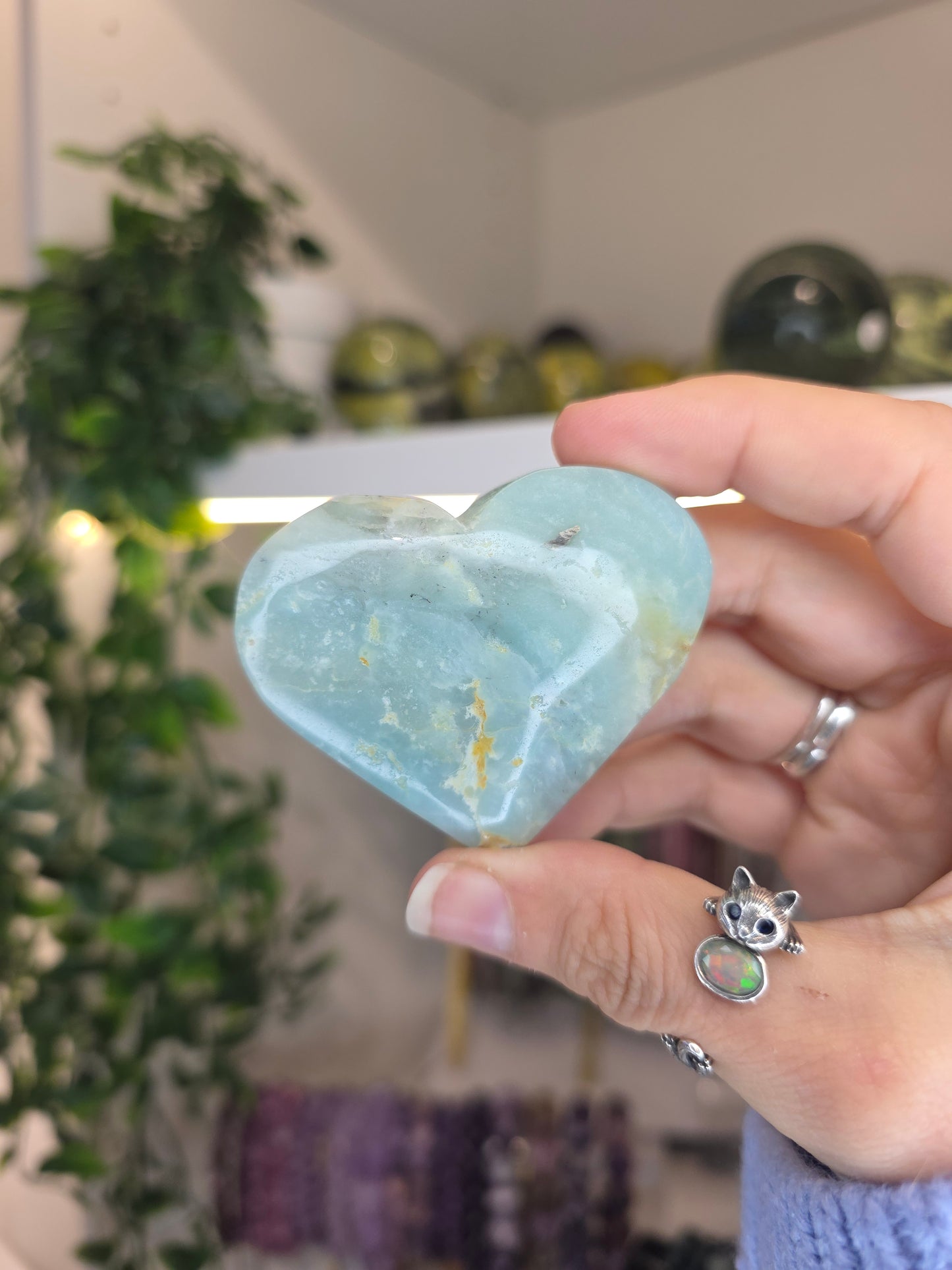 Blue Aragonite Hearts