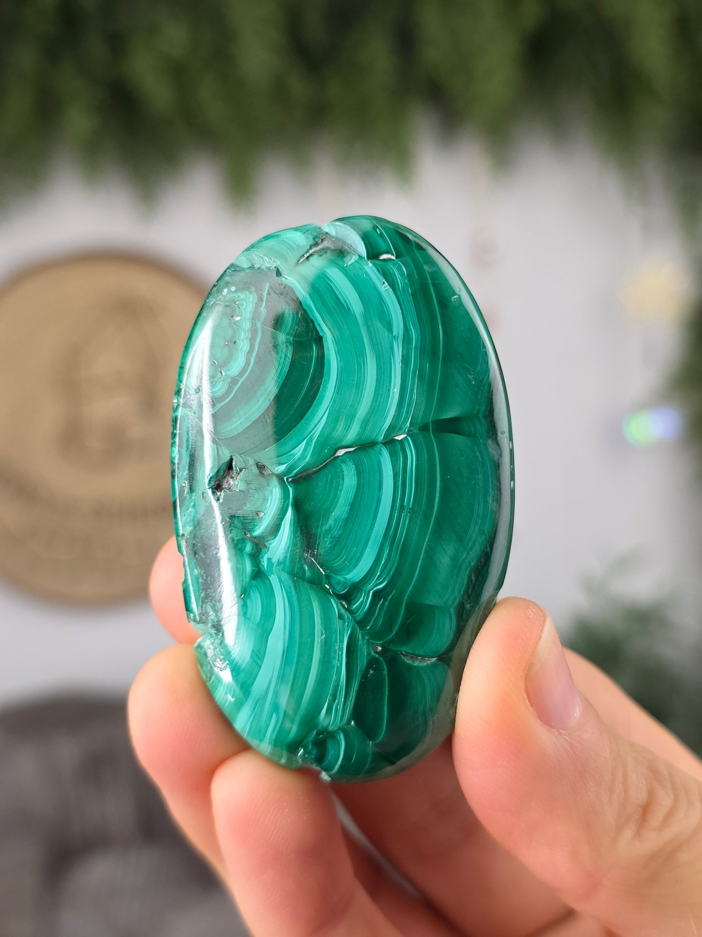 Malachite Palm Stones