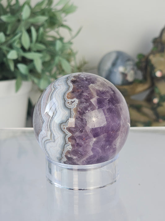 Mexican Agate Amethyst Sphere - MAS0702