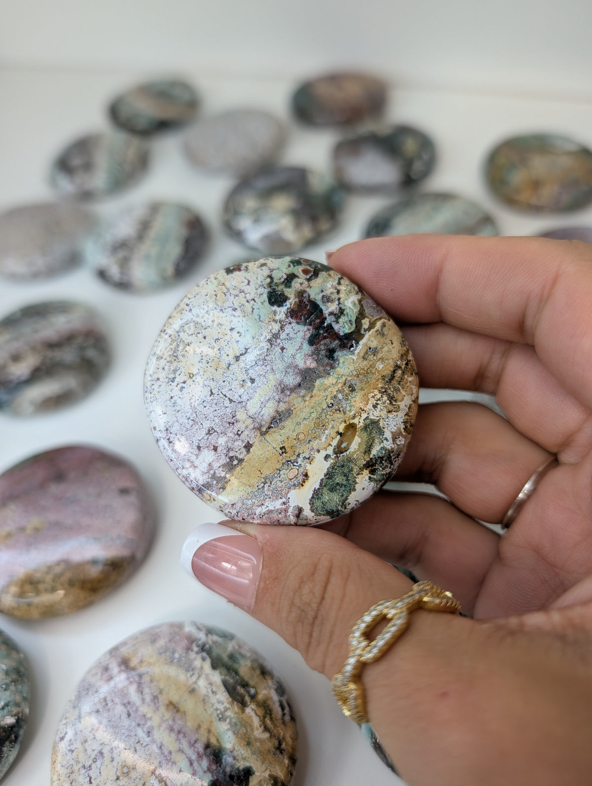Indian Sea / Unicorn Jasper Round Palm Stone