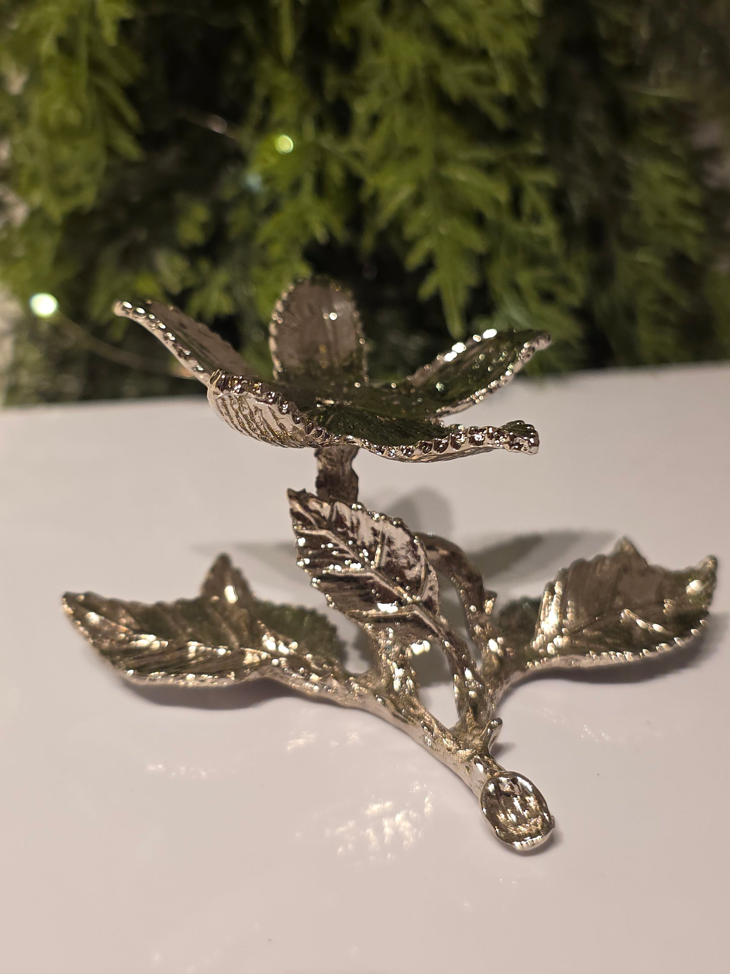 Silver Flower Sphere Holder Stand - MAS6046