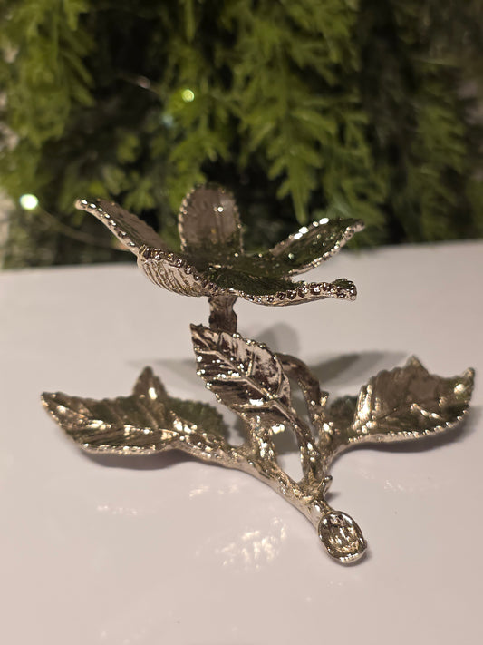 Silver Flower Sphere Holder Stand - MAS6046