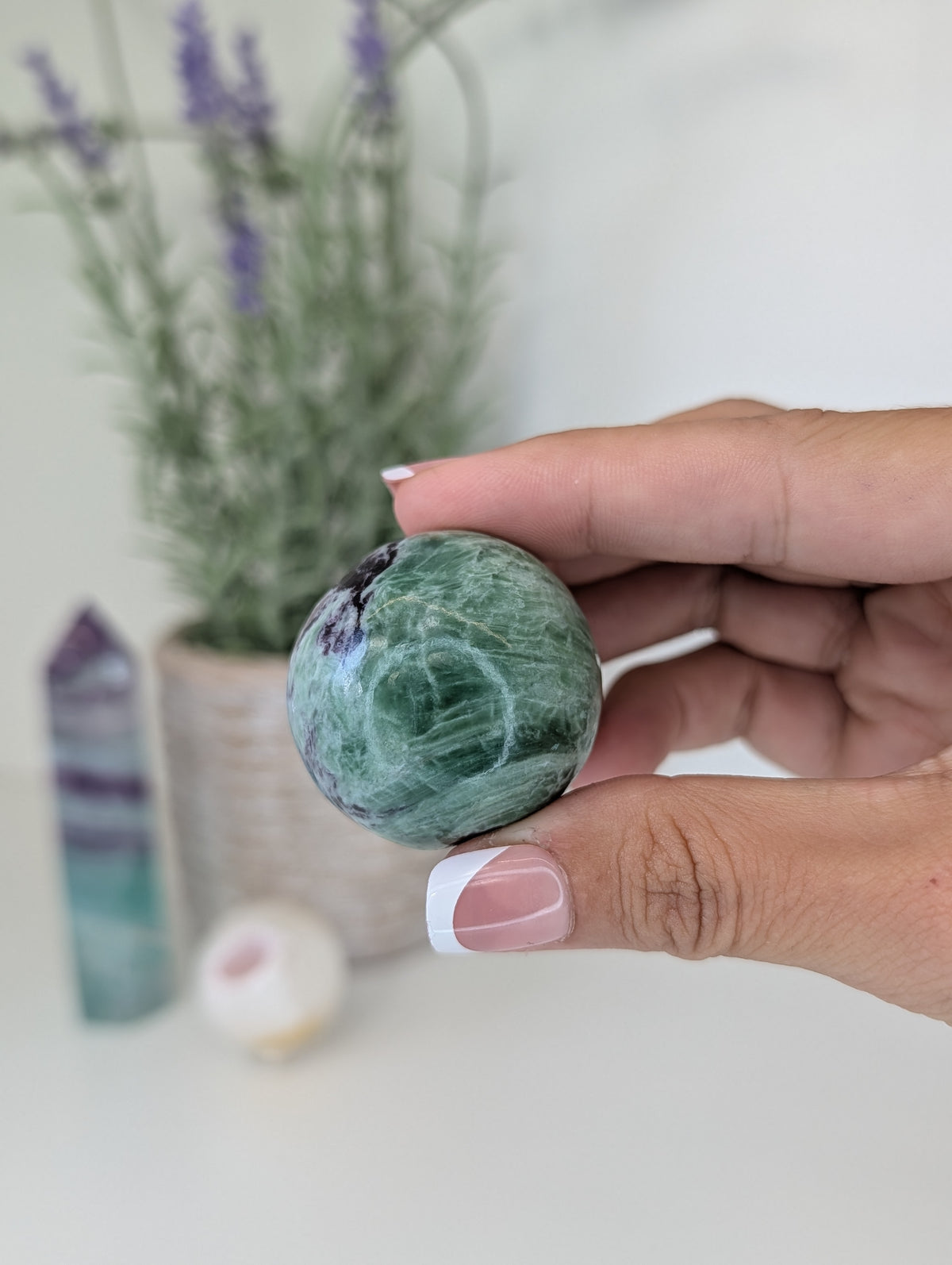 Green Kammererite Spheres from India