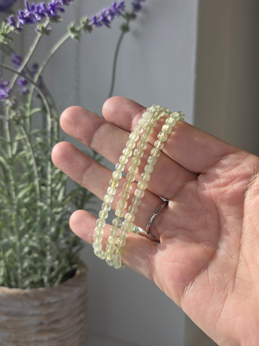 Prehnite - Cubic Facetted Bracelet 4mm