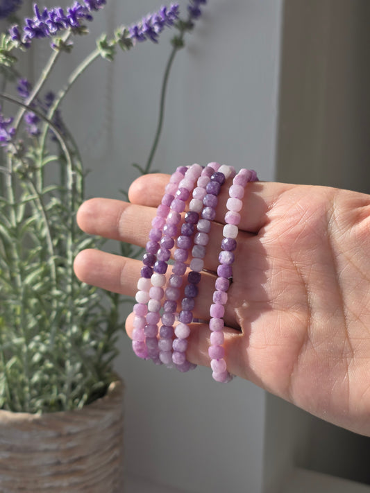 Lepidolite - Cubic Facetted Bracelet 4mm