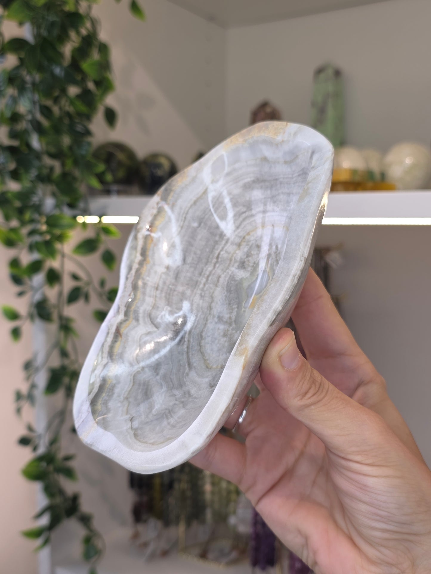 Mexican Onyx Freeform Bowl - Banded Calcite - C
