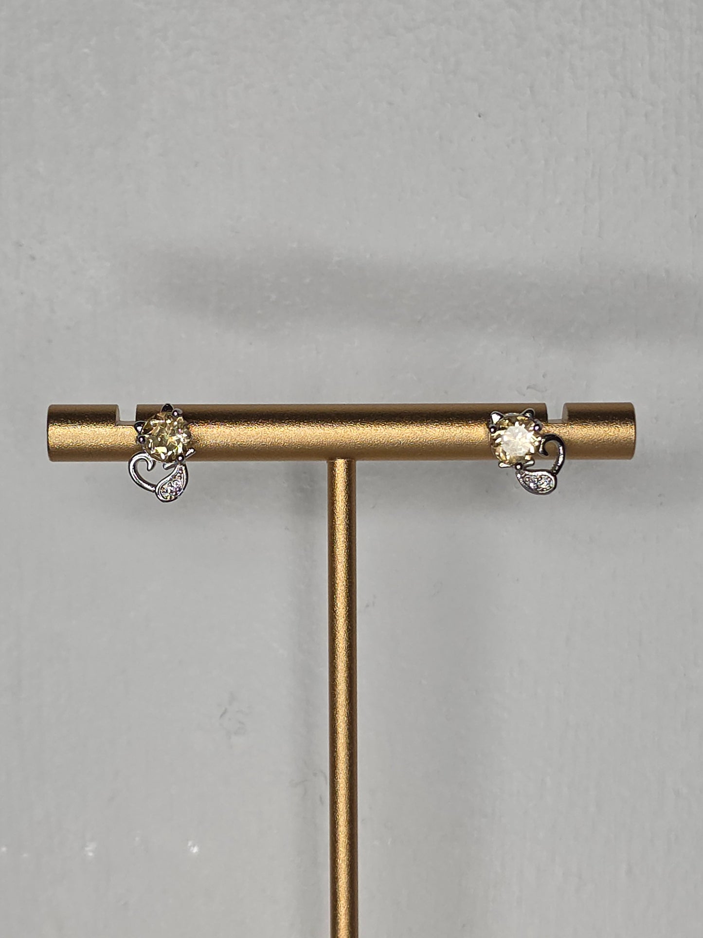 Natural Citrine Cat Earrings with S925 Posts