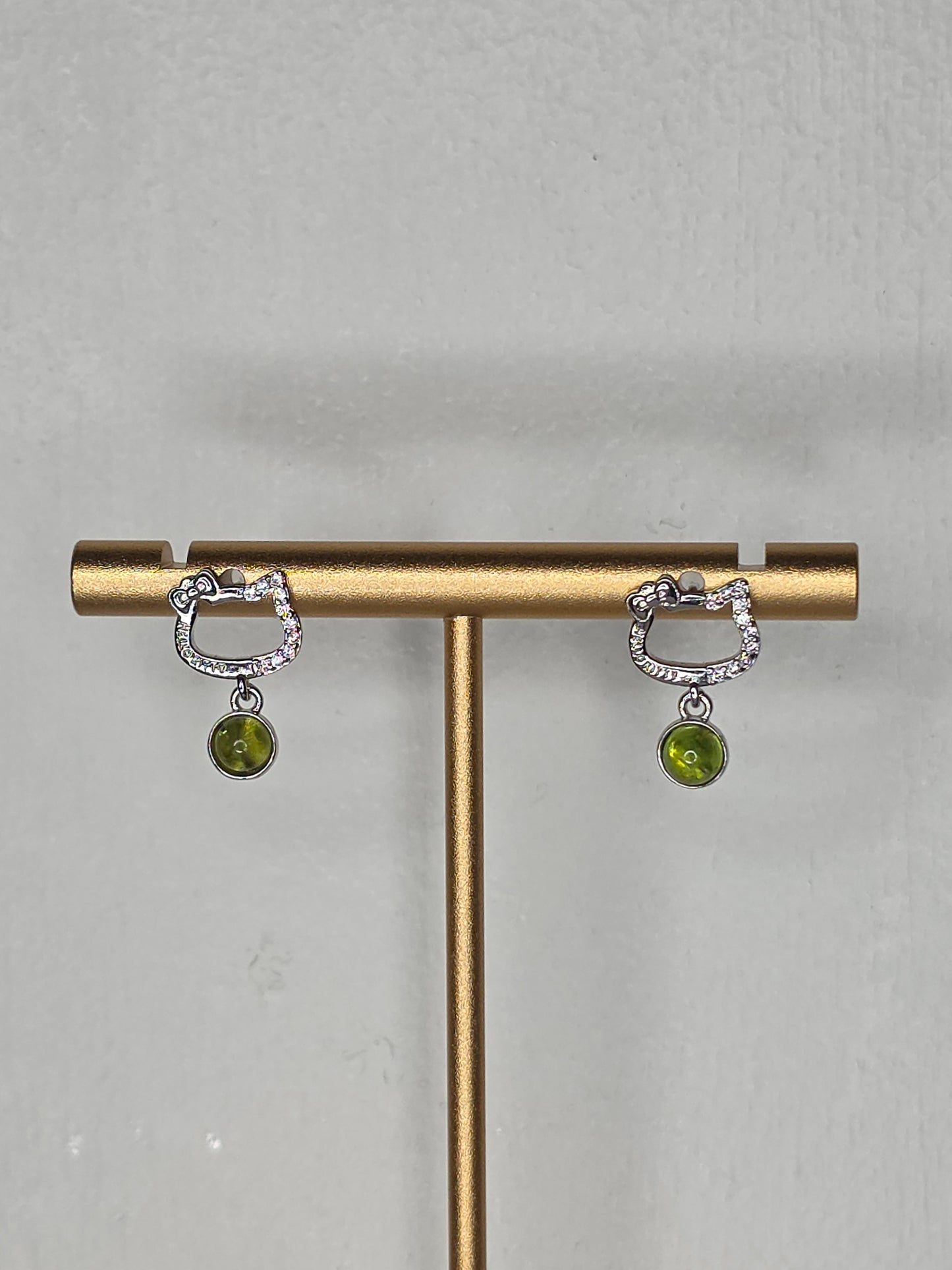 Peridot HK Cat Earrings with S925 Posts