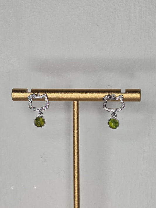 Peridot HK Cat Earrings with S925 Posts