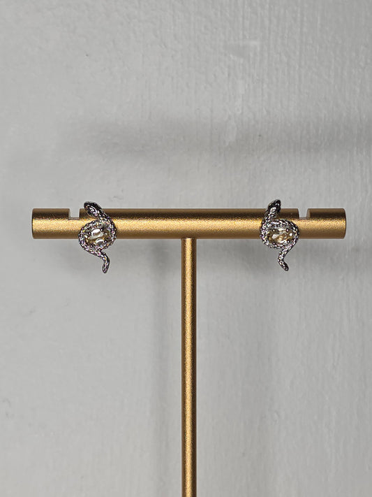 Natural Citrine Snake Earrings with S925 Posts