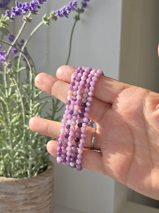 Lepidolite - Round Facetted Bracelet 4mm